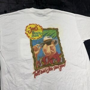 Vintage 1993 Joe Camel T-Shirt XL Pocket Tee Joes Beach Club 90s Tobacco